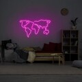 World Map Fali lámpa, Neon Graph, 66x38x2 cm, rózsaszín