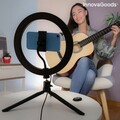 Lampa circulara Selfie Ring cu trepied si telecomanda Youaro,  InnovaGoods, 120 LED-uri