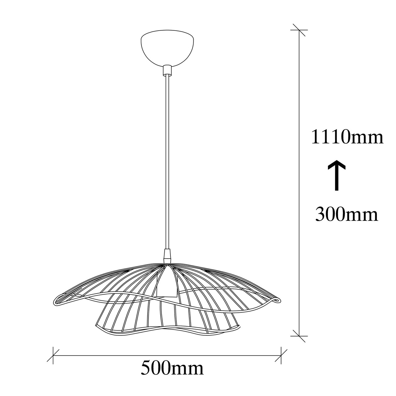 Csillár Tel - 6503, Opviq, 50 X 111 Cm, 1 X E27, 100 W, Vintage