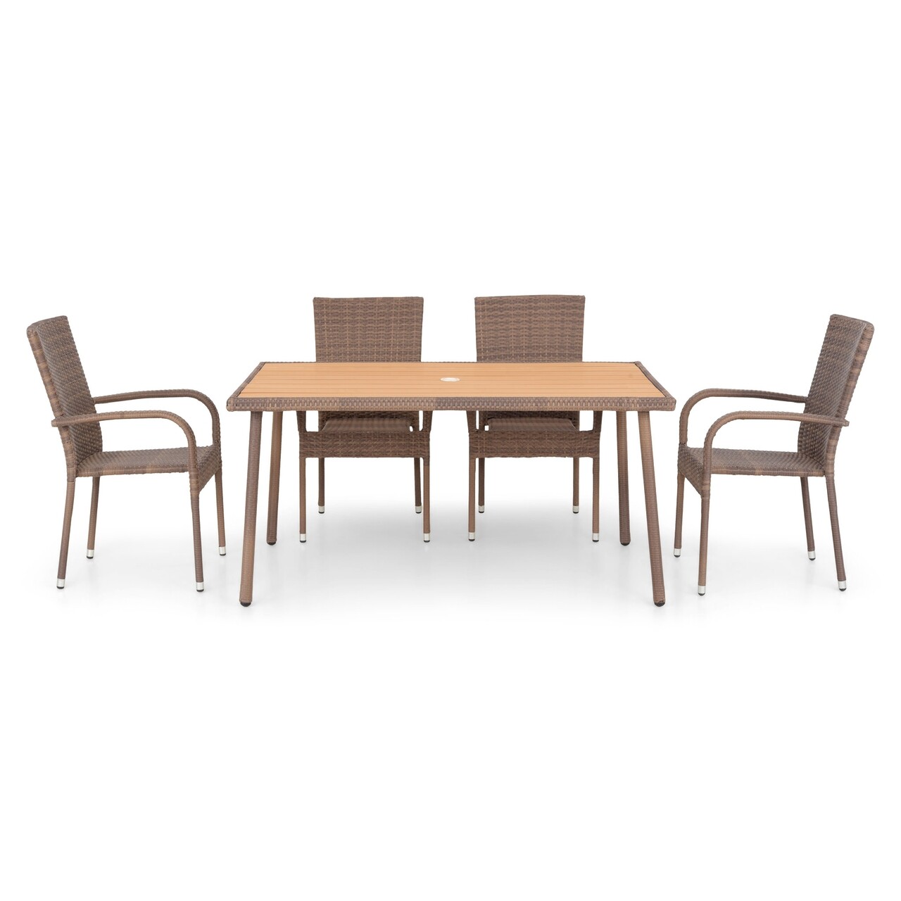 Amaya Asztal+ 4 szék , acél, barna/természetes