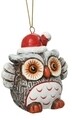 Owl w lines Gömb, Decoris, 7,5x5,5x7 cm, terrakotta, többszínű