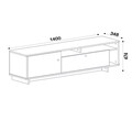 Comoda TV Artem, Talon, 140 x 34.8 x 47.4, negru/walnut inchis