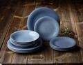 12 részes asztali készlet, Like Villeroy & Boch, Color Loop Horizon, prémium porcelán, kék