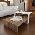Dohányzóasztal PWF-0307, ​​Pakoworld, 80x43,5x32,5 cm, melamin forgácslap, dió / fehér
