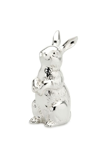 Cute Rabbit Dekoráció, Hermann Bauer, H12 cm, ezüstszín