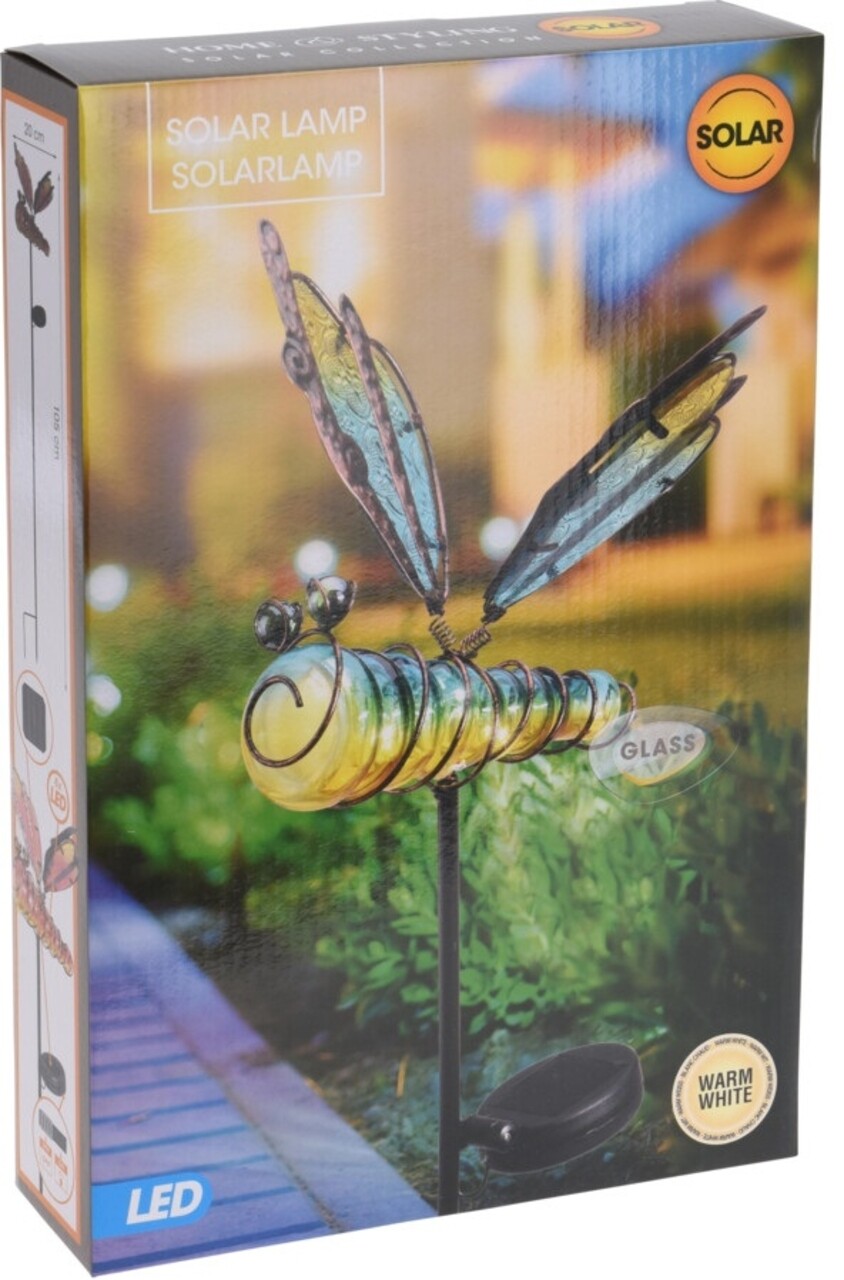 Dragonfly Kerti Lámpa, 20x6x105 Cm, Fém, Kék / Lila
