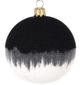 Black Top Díszgömb, Ø8 cm, üveg, fekete/fehér