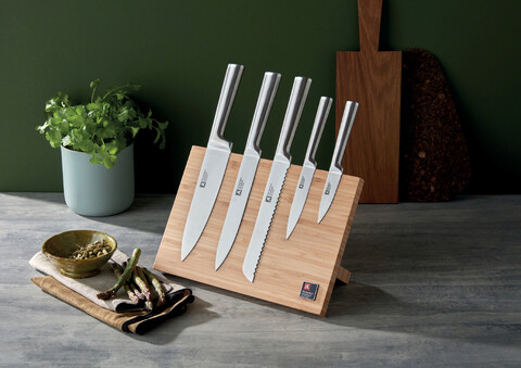Set 5 cutite  + suport magnetic, Richardson Sheffield, Visage, inox