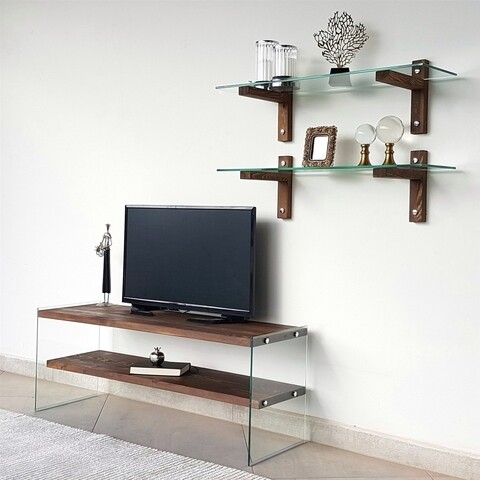 Neostill TV Komód fali polcokkal TV105, 120 x 45 cm/85 x 25 cm, mogyorószín