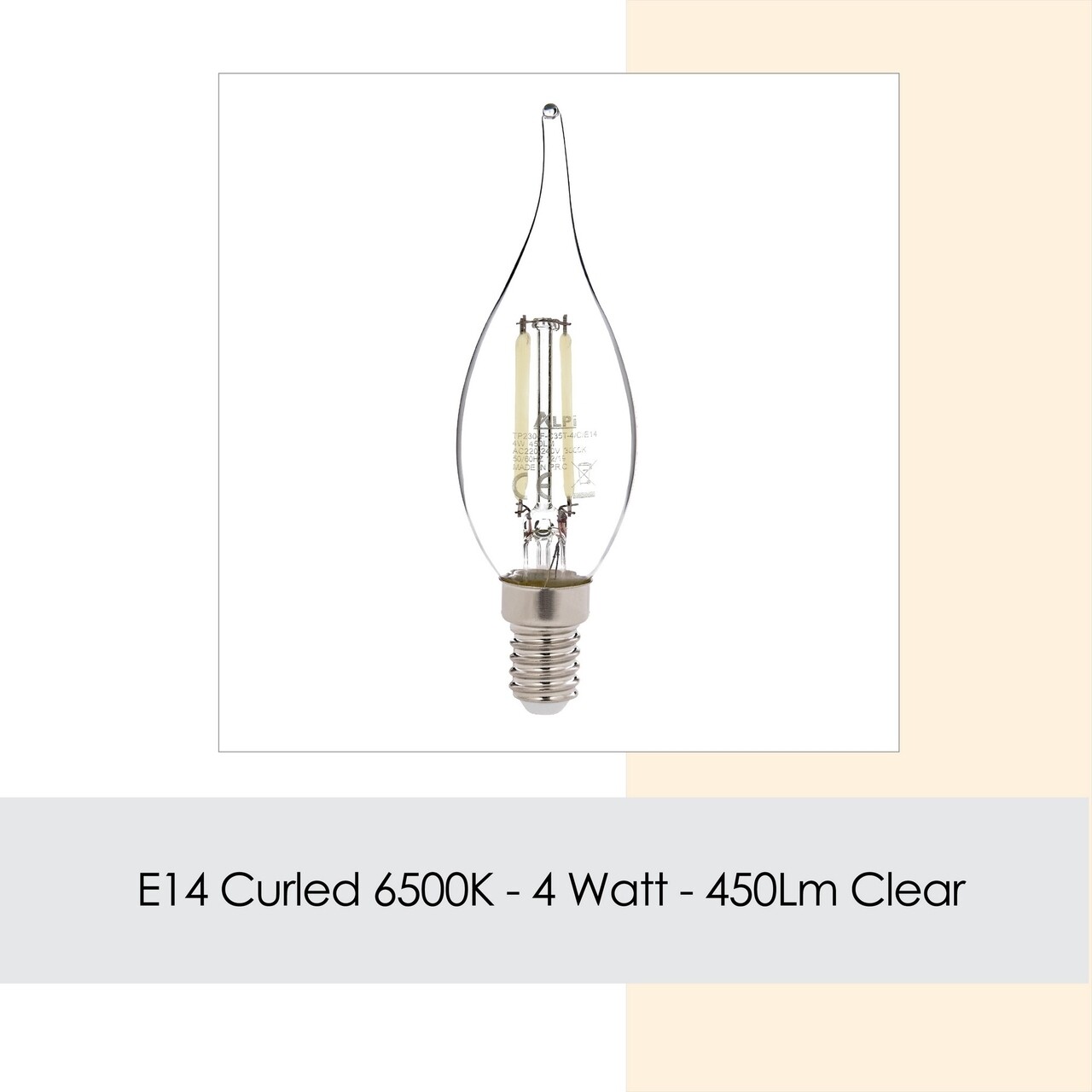 LED Izzó, Sage, E14 Kıvrık - White, E14, 4 W, 6500K, 450 Lm, üveg