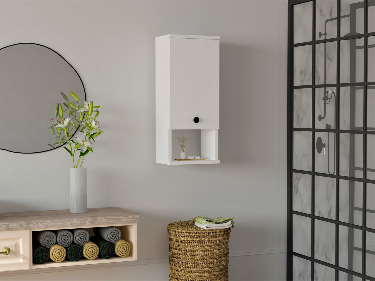 Mis Fürdőszobai szekrény, Puqa Design, 30x21.8x71 cm, fehér