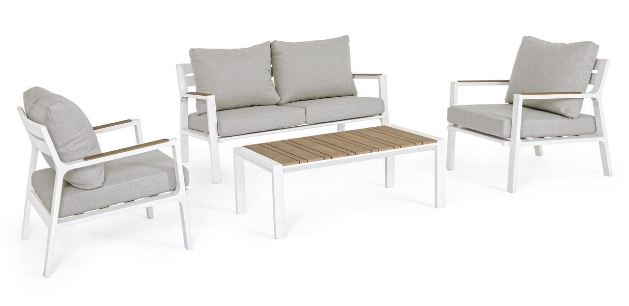 Ernst 4 darabos terasz/kerti bútor szett, bizzotto, alumínium/furnérlemez/poliészter, fehér