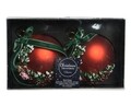 2 db Bauble-poly gömb, Decoris, Ø8 cm, üveg, piros / zöld