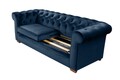 Oxford Chesterfield Kihúzhatós kanapé, 88x216x75 cm, 3 személyes, sötétkék