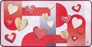 Konyhaszőnyeg, Olivo Rugs, Miami 3, Red Hearts, 55 x 230 cm, poliészter, többszínű