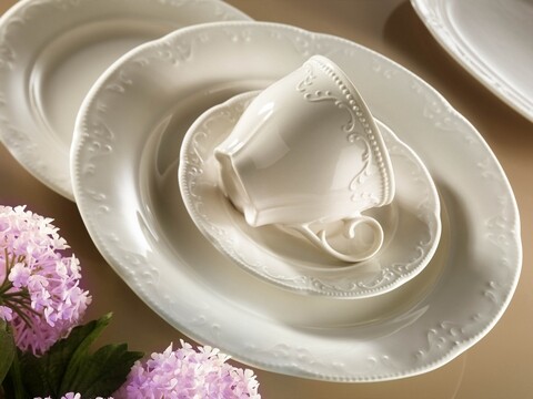 Kutahya Porselen 6 db Csésze és 6 db Kistányér, CPR12CT0014, 180 ml, porcelán, fehér