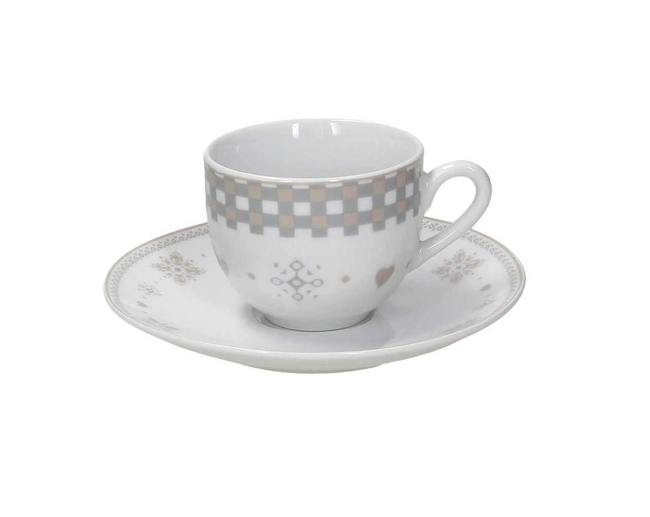 6 Csésze Készlet Olimpia Vichy Csészealjjal, Tognana, 100 Ml, Porcelán, Bézs