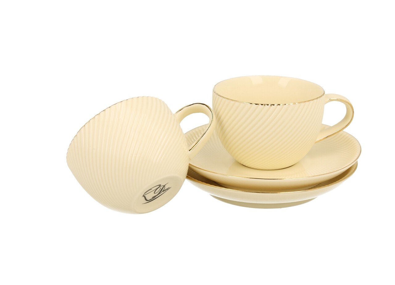 2 Db Eszpresszó Csésze Fagylalttállal, Duo, 120 Ml, Porcelán, Tejszín / Arany