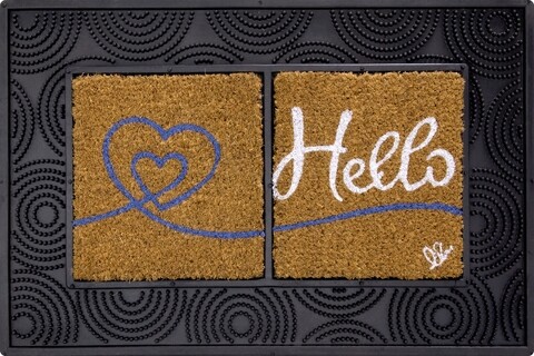 Bejárati szőnyegek, Olivo szőnyegek, ablak 2, Hello 02, 40 x 60 cm, gumi / kókusz rost, sokszínű