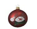Gömb Snowman, Decoris, Ø8 cm, üveg, piros
