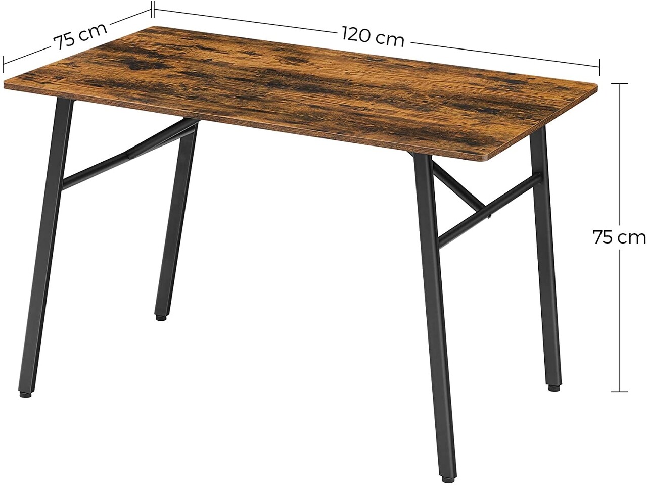 Vasagle Asztal, Ipari Stílusú, 120 X 75 X 75 Cm, Acél/forgácslap, Barna