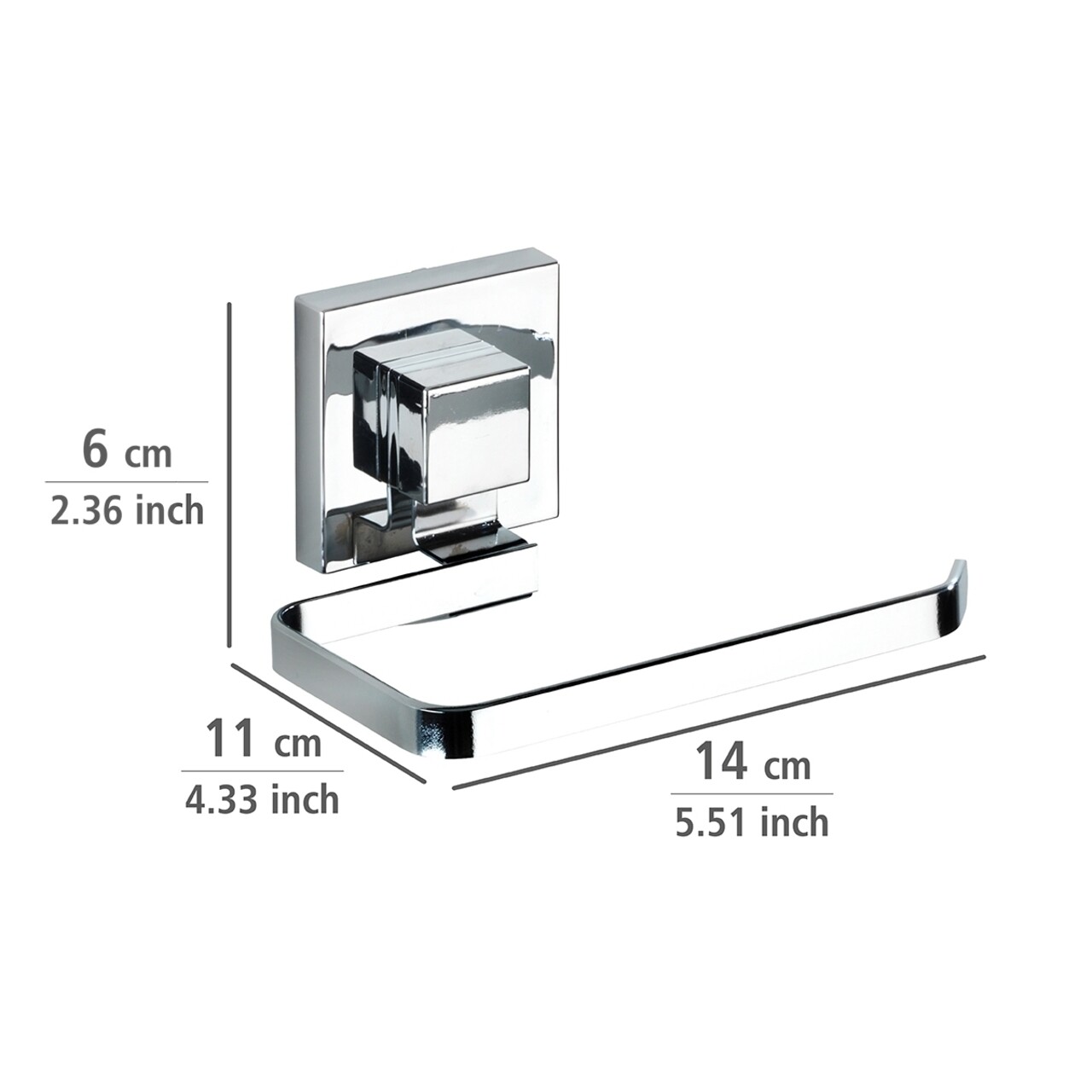 WC-papír Tartó, Wenko, Quadro Vacuum-Loc®, 14 X 6 X 11 Cm, Rozsdamentes Acél / Műanyag