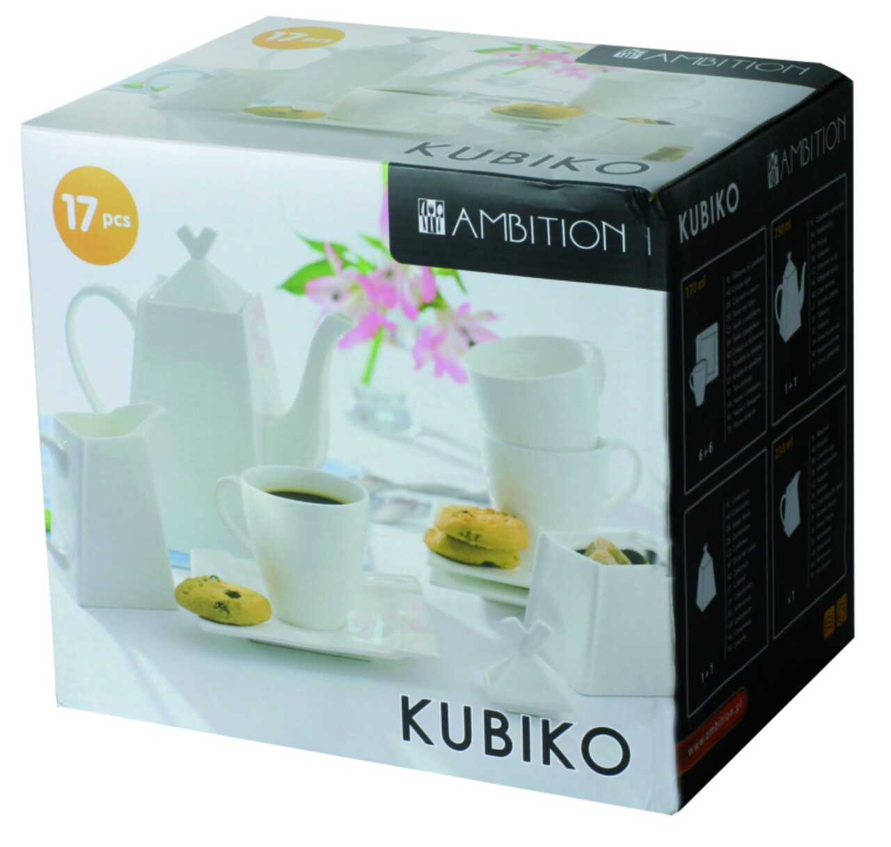 Kubiko 17 Darabos Kávéskészlet , Ambition, 750 Ml, Porcelán, Fehér