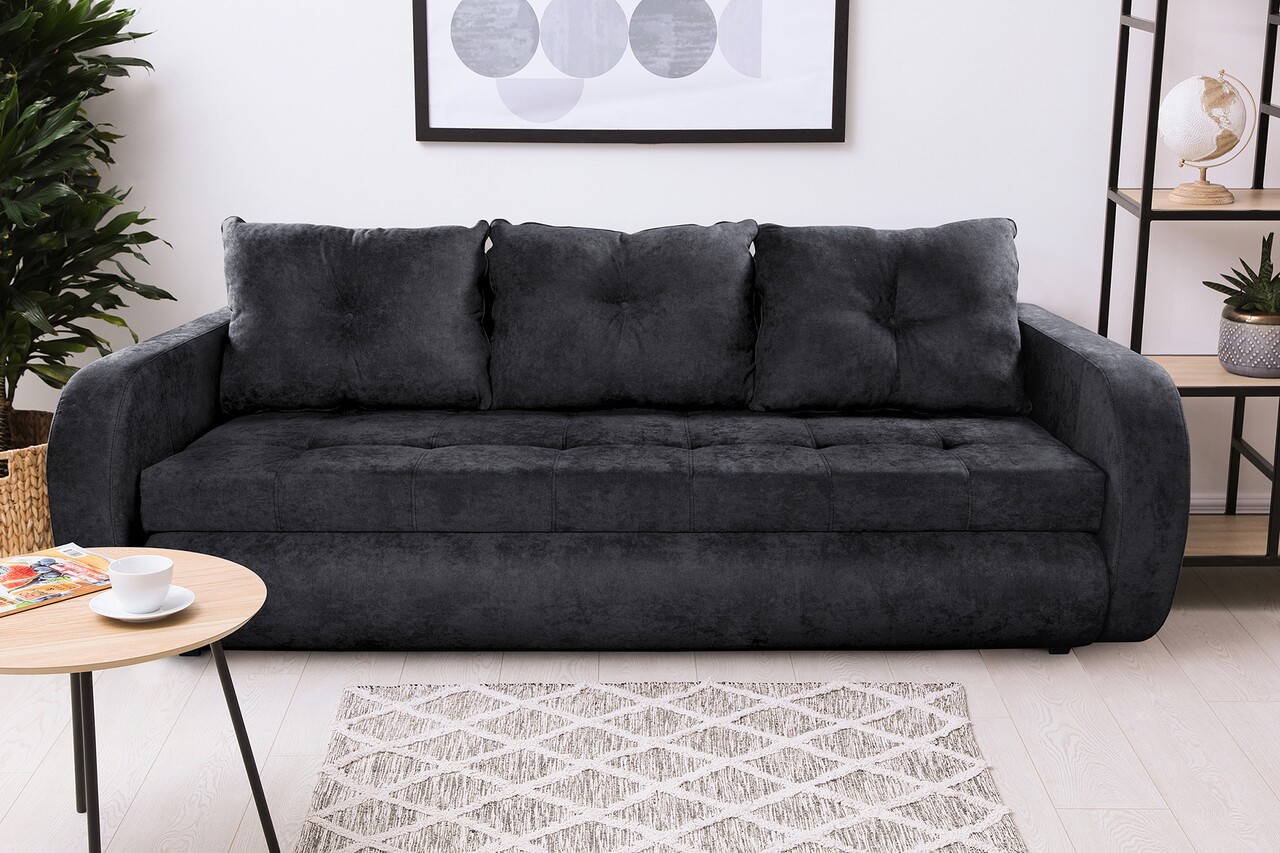Bedora Siena Kihúzhatós kanapé, 230x97x78 cm, tárolóládával, grafit szürke