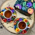 Jumbo csésze tányérral, DUO, Ethnic, 470 ml, porcelán, tarka