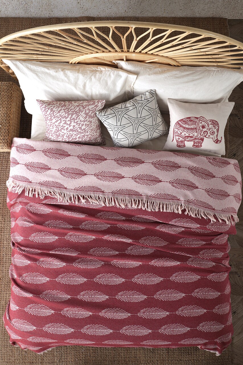 Double Pique Ágytakaró, 220x240 cm, 100% pamut, Yaprak, Viaden, piros