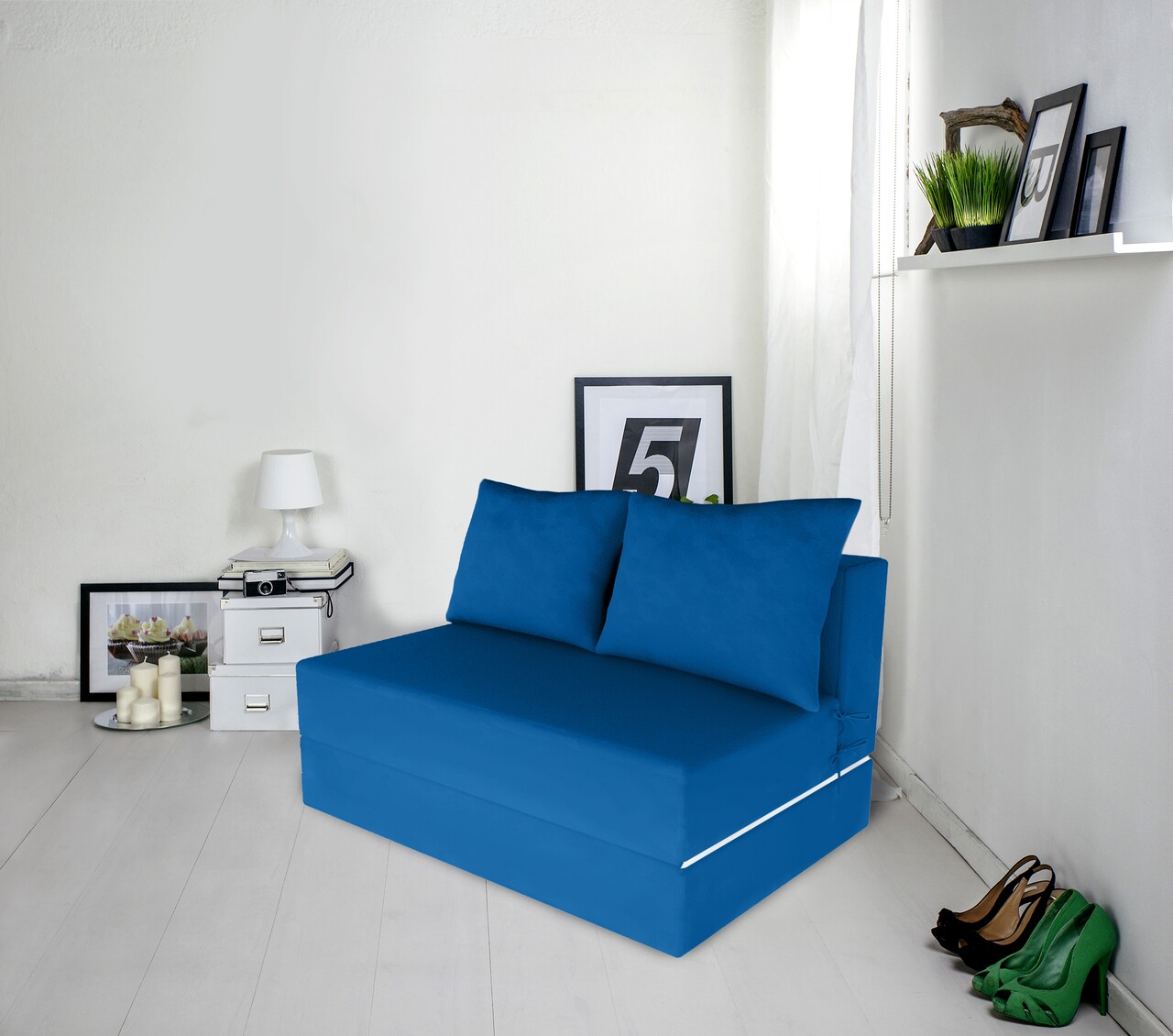 Bedora urban living kihúzhatós kanapé, 136x80x40 cm, kék