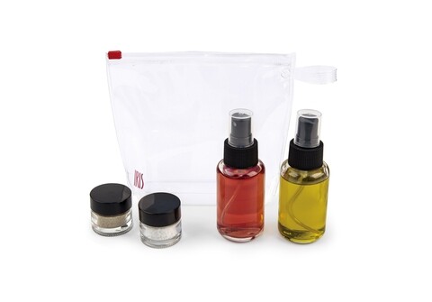 Tartálykészlet olaj, ecet, só és bors számára 4 db Spray Travel, Iris Barcelona, ​​50 ml / 10 ml, üveg