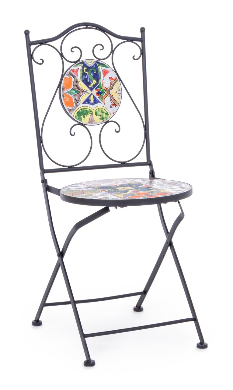 Paloma Összecsukható kerti szék, Bizzotto, 39 x 47 x 92 cm, acél/kerámia