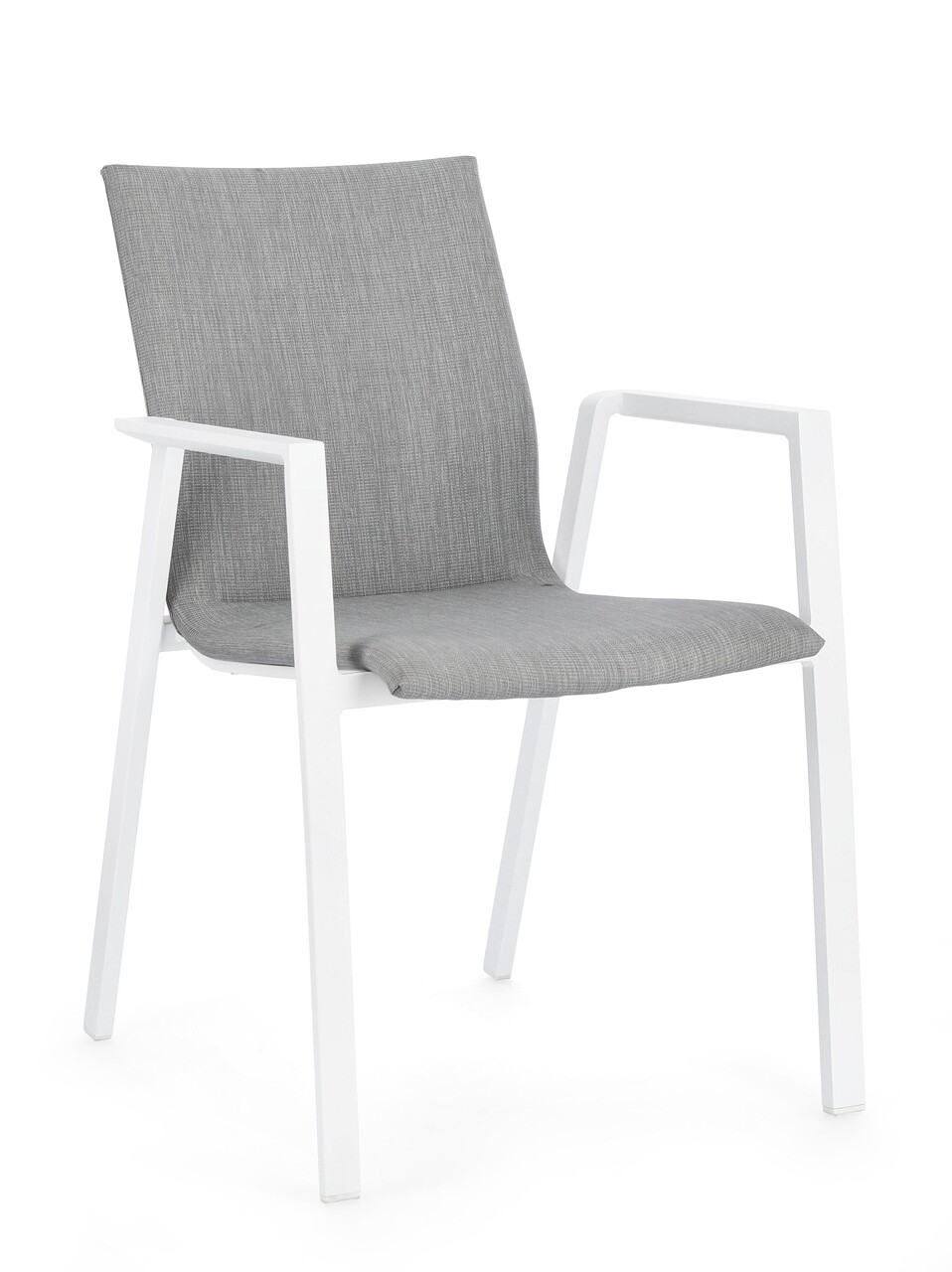 Odeon kerti szék, bizzotto, 55.5 x 60 x 83 cm, alumínium/textilén/ofelin szövet, fehér/szürke