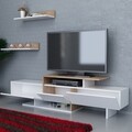 Ekol TV Komód 2 polccal, Decorotika, 164x30x40 cm, fehér/bézs