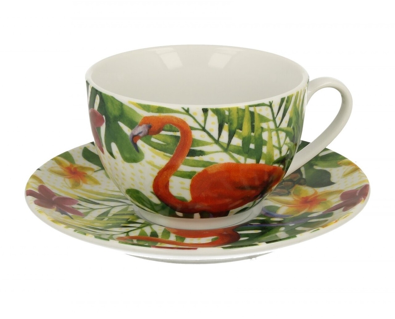 Flamingo Csésze kistányérral, Duo, 250 ml, porcelán, sokszínű