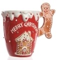 Gingerbread cane handles Bögre, Decoris, 9x13x12 cm, dolomit, piros