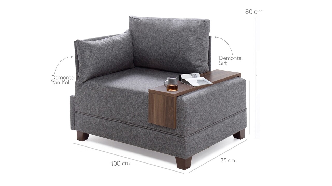 Fotel Fly Armchair Left, Balcab Home,, 100x80x75 Cm, Fa, Barna