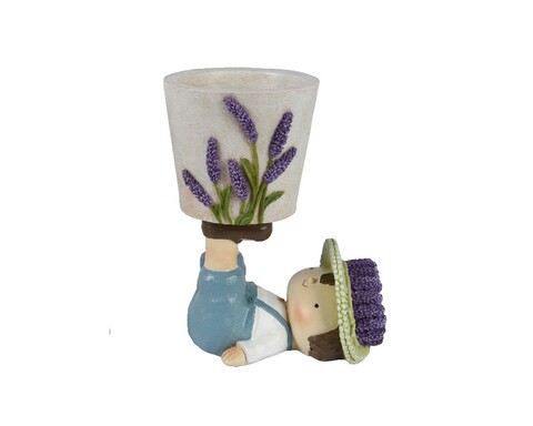 Lavander Boy Virágcserép, Decoris, 15.5 x 10.5 x 19 cm, poligyanta