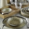 24 darabos  Étkészlet, Kutahya Porselen, NNTS24Y2894010, nano porcelán, zöld/fekete