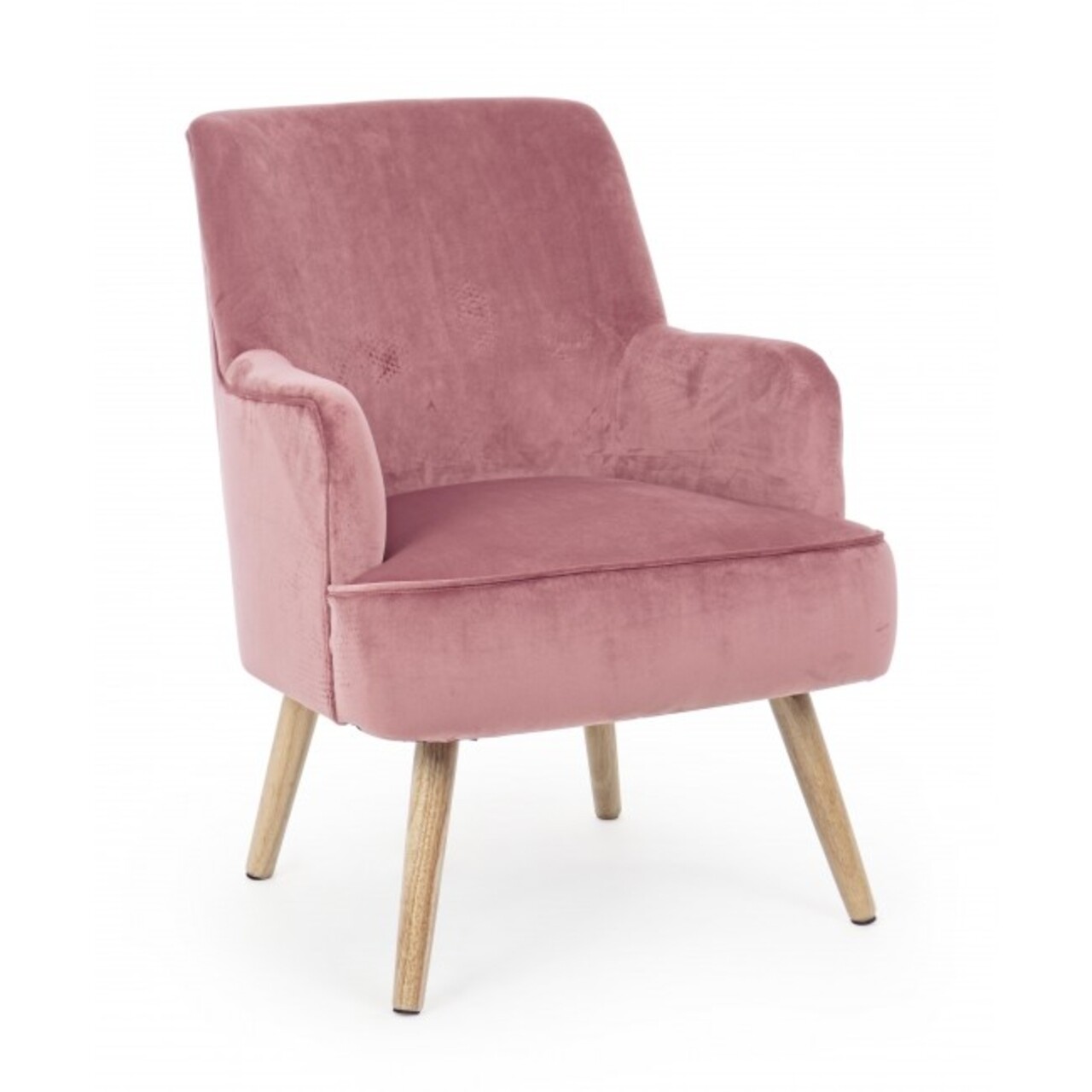 Adeline fotel, bizzotto, 60x67x79 cm, erdeifenyő/bársony, antik rózsaszín
