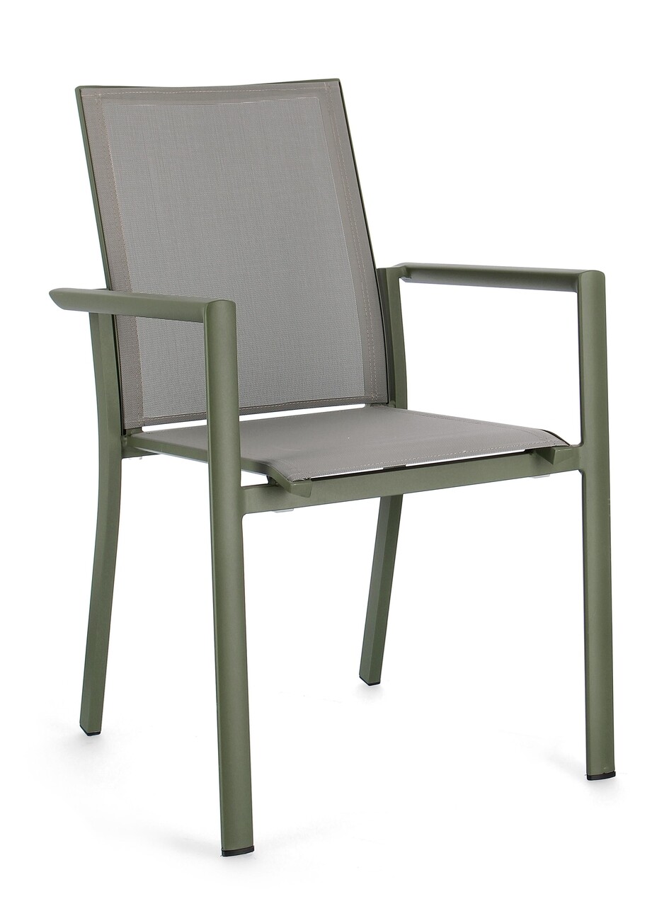 Konnor kerti szék, bizzotto, 56.2 x 60 x 88 cm, alumínium/textilén, zöld