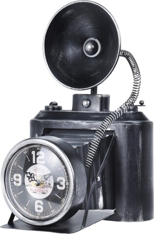 Photo camera Asztali óra, 20x19x32 cm, fém, szürke