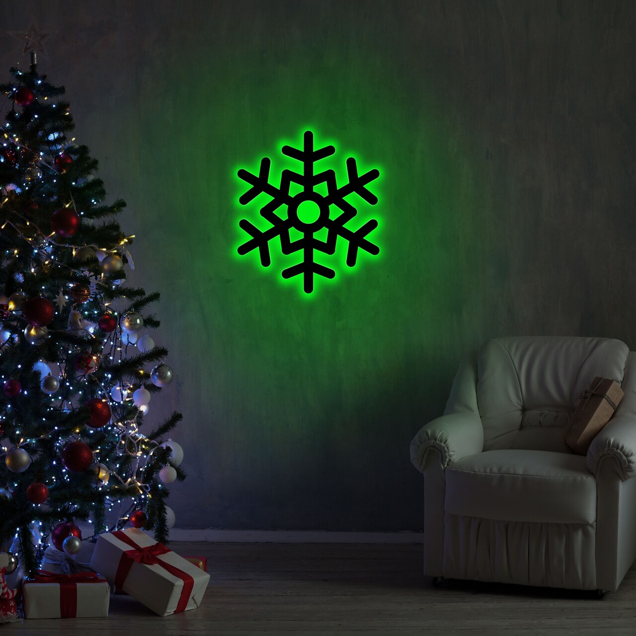 Snowflake 2 Fali lámpa, Neon Graph, 28x32 cm, zöld