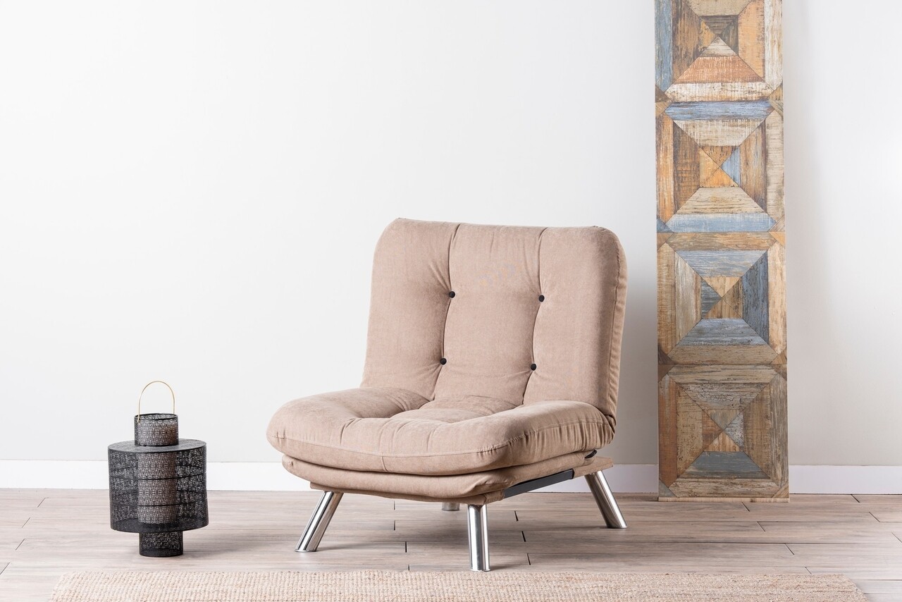 Misa solo kihúzható fotel, futon, 135x88 cm, fém, bézs