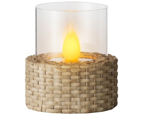 LED Flame kerek gyertya, Lumineo, 12x13,5 cm, polirezin
