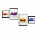 Set 4 tablouri decorative, Alpha Wall, Big Cities, 30x30/35x50 cm