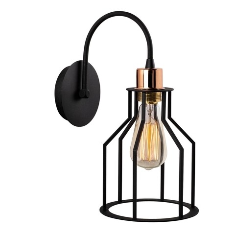 Alacati N-1099 fali lámpa, Noor, 27 x 34 cm, 1 x E27, 100 W, fekete