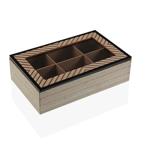 Cohen Doboz fedővel, Versa, 6 rekesszel, 24 x 17 x 7 cm, MDF
