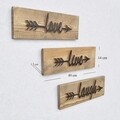 Love Live Laugh 3 db Fali dekoráció, Elvila Originals, 40x14 cm, handmade, lucfenyő